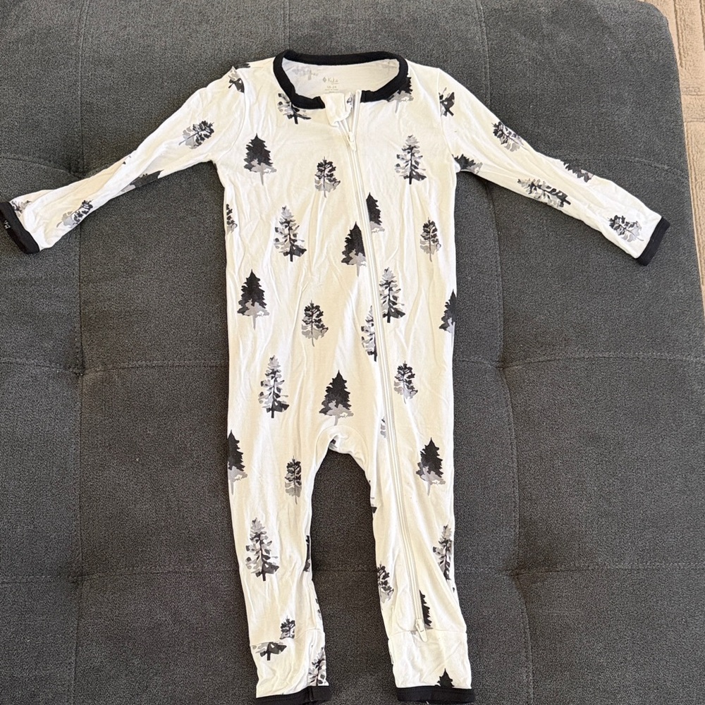 Kyte Baby White & Black Trees romper
